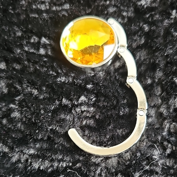 Elegant Silver and Yellow Bag Hook Holder NWOT - Picture 3 of 3